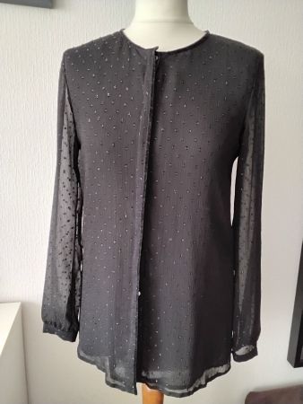 Chemisier noir transparent à pois -Esprit T36