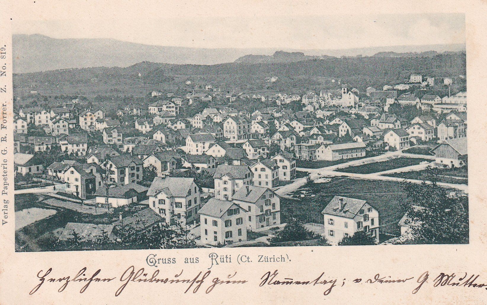 Cartoline postali: Rüti   ZH      ca. 1900 – Usato da Brig venduto da Valcards54