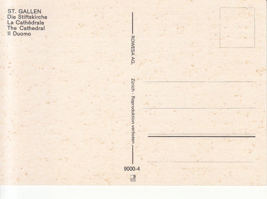 Cartoline postali: St. Gallen Kathedrale ca. 1960 – Usato da Bürglen TG venduto da StampGraf 1