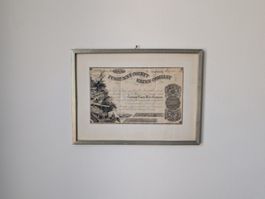 Originale Goldrausch-Aktie von 1862 – Kalifornien - gerahmt