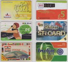 6 verschiedene Prepaid Telefonkarten aus der Welt