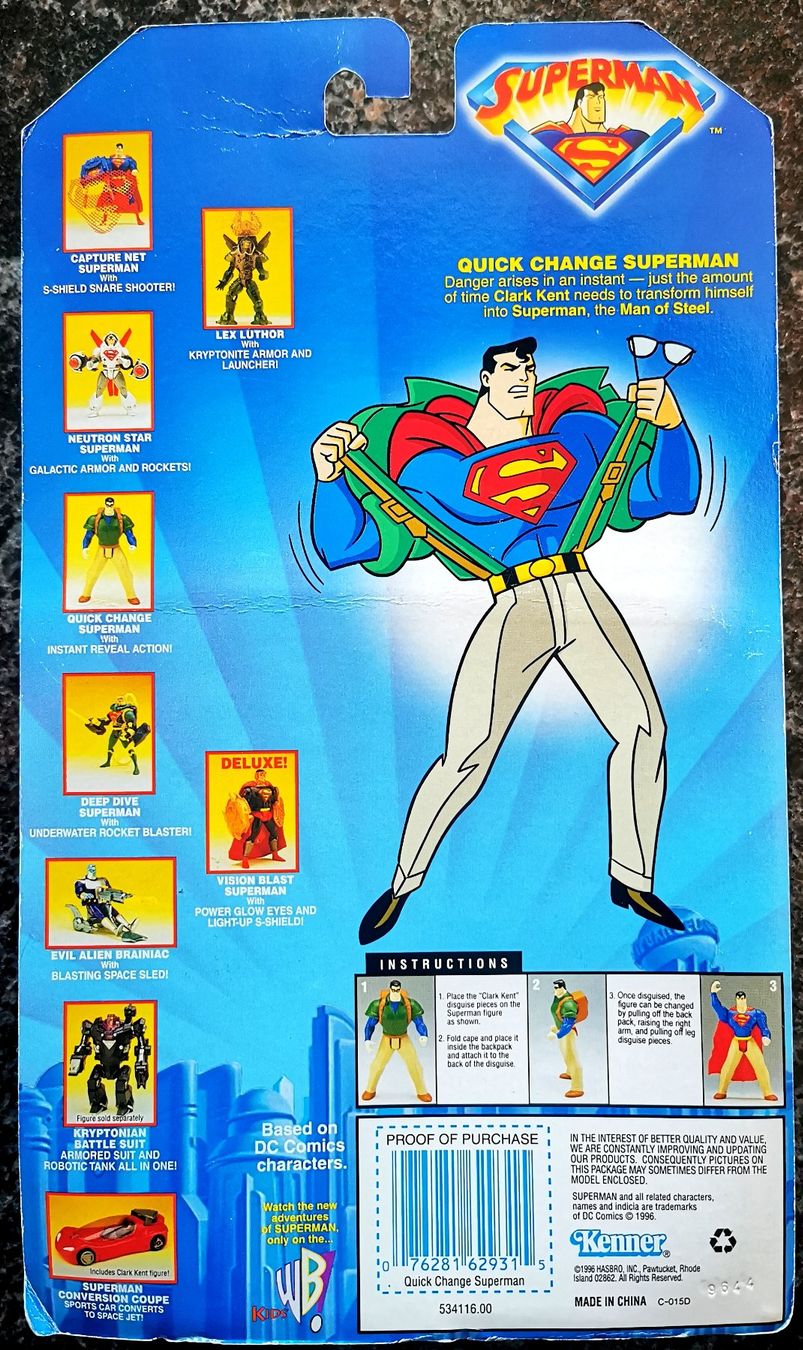 Hasbro Statuette: Superman Quick Change 1996 Vintage Action Figur DC Comics – Nuovo e nell'imballaggio originale da Rorschach venduto da Actionvintage789 1