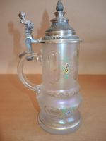 Bierhumpen Bier Krug Glas Freiherr von Poschinger Zinndeckel