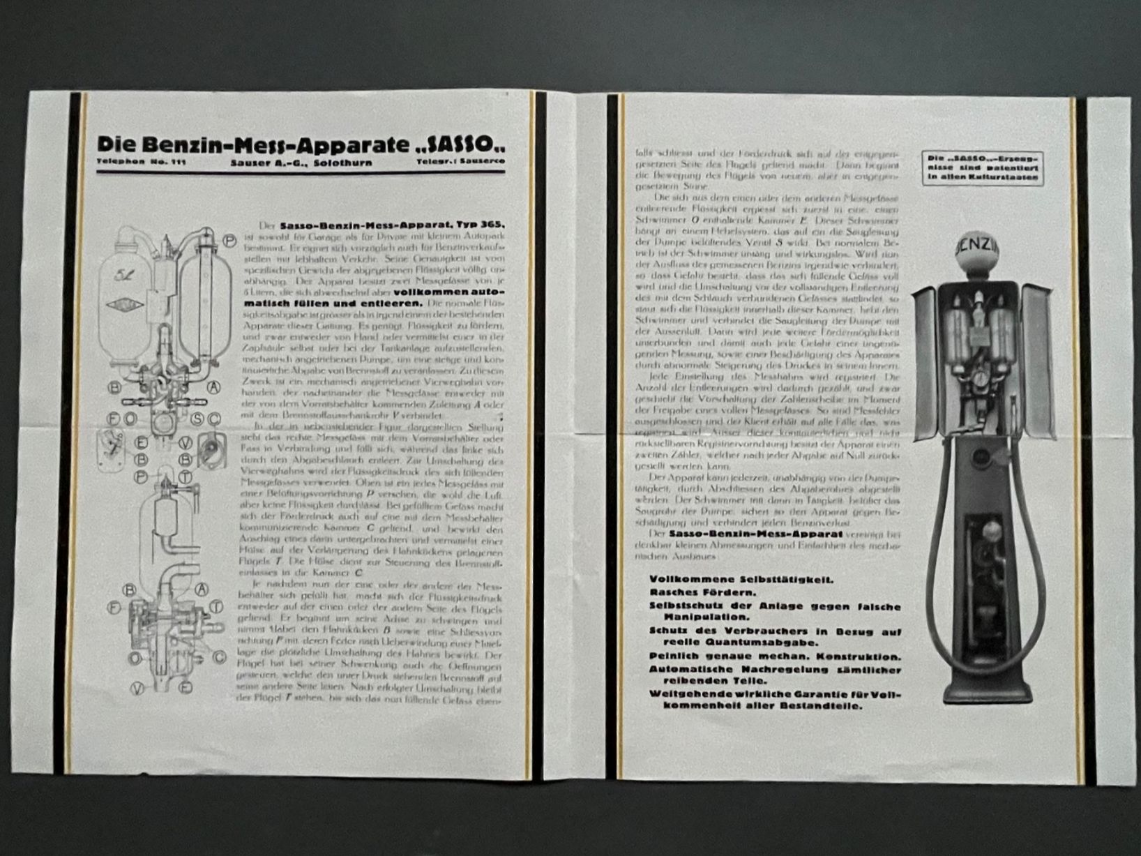 Documenti: Benzin Messapparate Sauser AG Solothurn / Oldtimer Tanksäule – Usato da Luzern venduto da oh_08 2