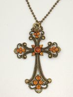 Modeschmuck Kreuz Anhängerkette bronzefarbig