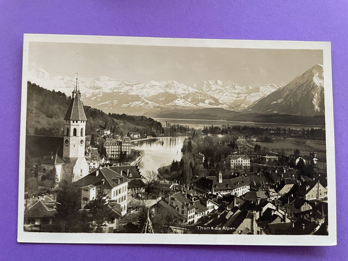 Cartoline postali: AK von Thun mit Bergpanorama – Usato da Rümlang venduto da Kartenpost1