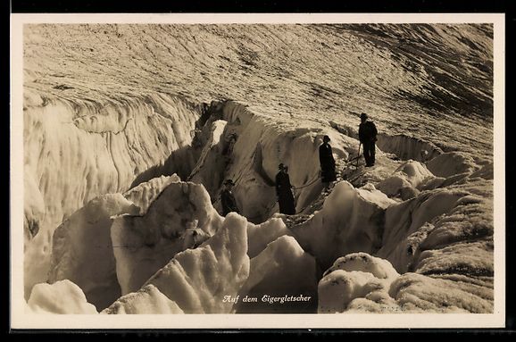Cartoline postali: Wanderer mit Seil auf dem Eigergletscher – Usato da Berlin venduto da bartko-reher
