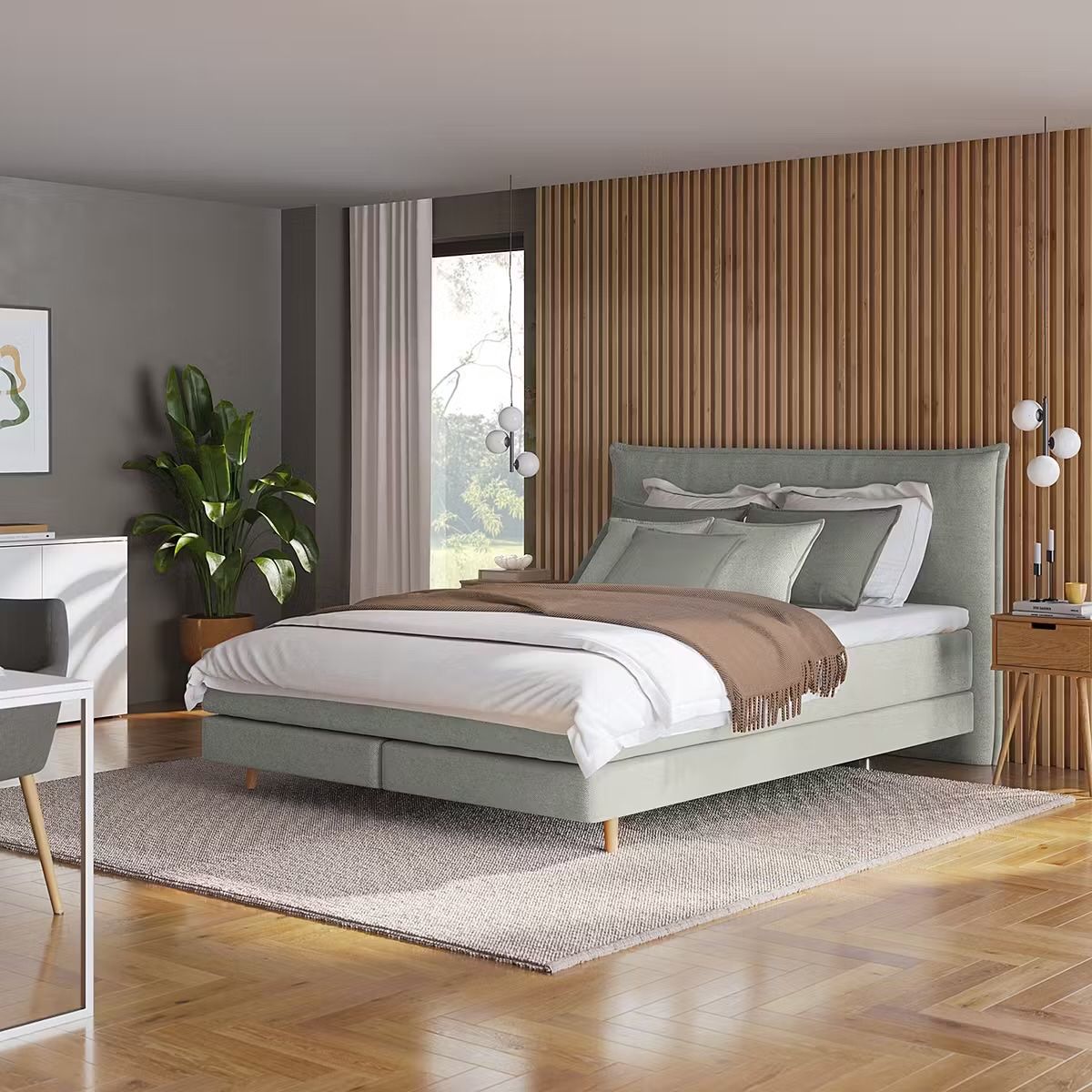 Letti: Boxspringbett 160x200 mit Topper grau mit Kopfteil – Nuovo (secondo la descrizione) da Thalwil venduto da woh_7zhr 6
