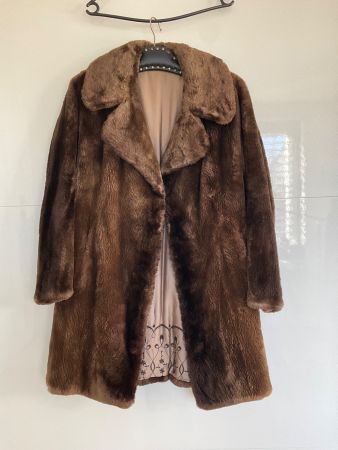 Vintage Pelzmantel Biberfell, Gr. 36