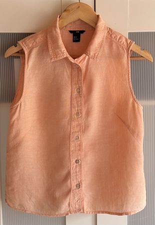 H&M Leinen-Bluse, ärmellos, in Koralle, Gr. 38, Top!