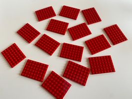 LEGO - 15 - ROTE - PLÄTTLI - 8 X 6 - NOPPEN