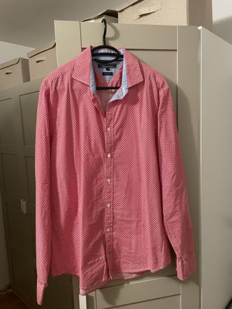 Tommy Hilfiger Herren Hemd rot/weiss Grösse L