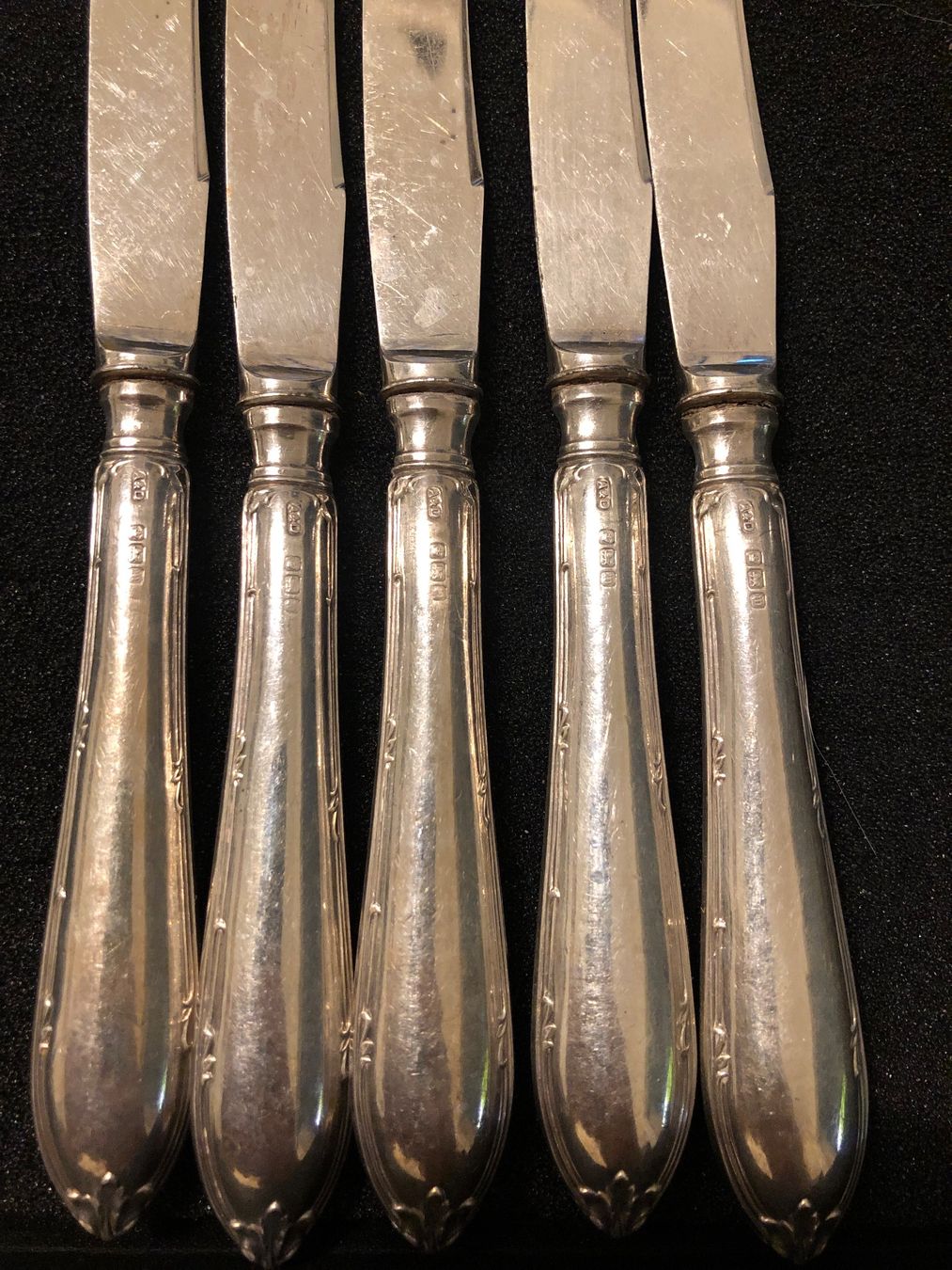 Posate: 5er Set Silber-Messer 925 Sterling Jugendstil – Usato da Adliswil venduto da Tito088 1