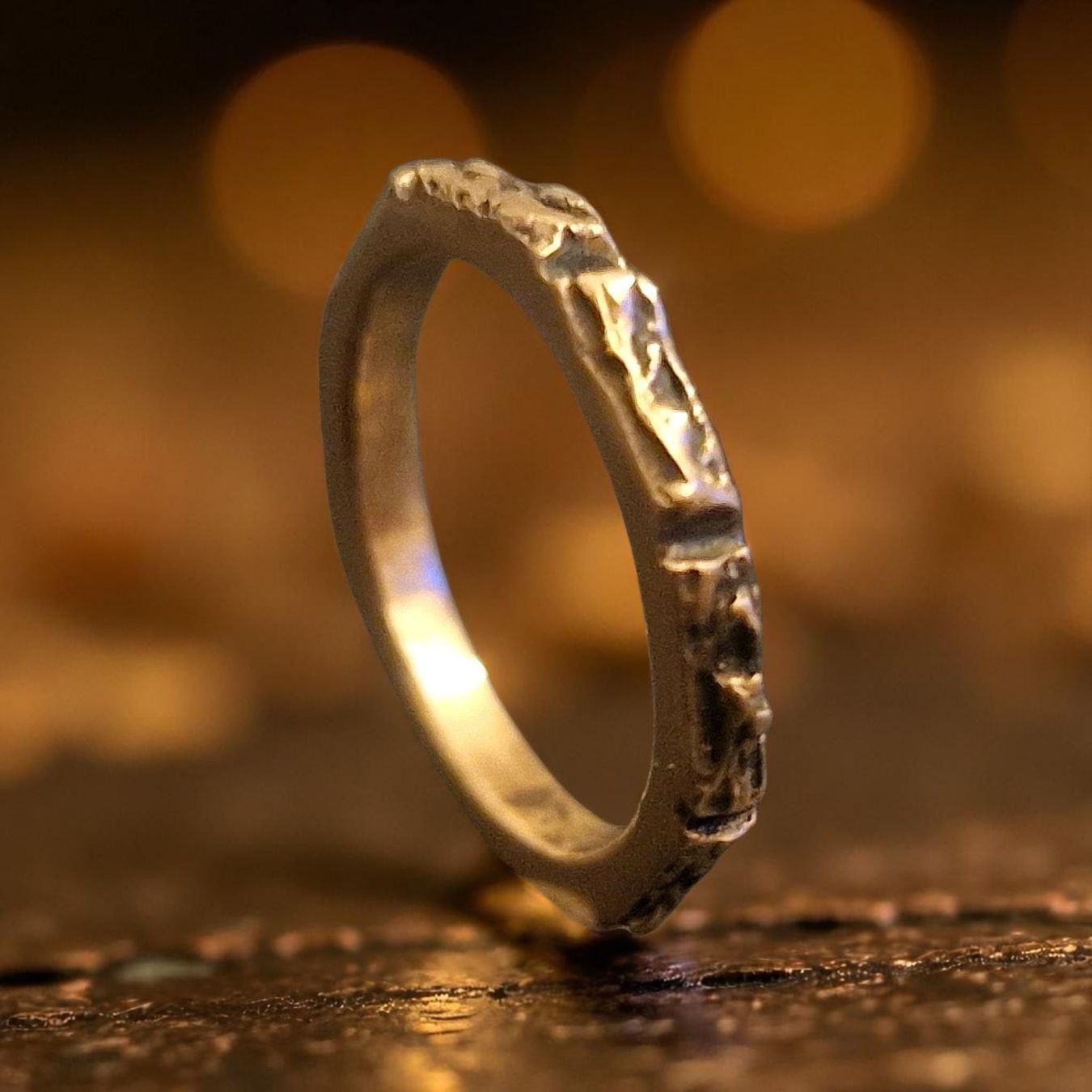 Anelli: Achteckiger Bronze-Ring, organicstyle, Ringgrösse 50 – Nuovo e nell'imballaggio originale da Aarau venduto da Schmuckhoehle_MD 1
