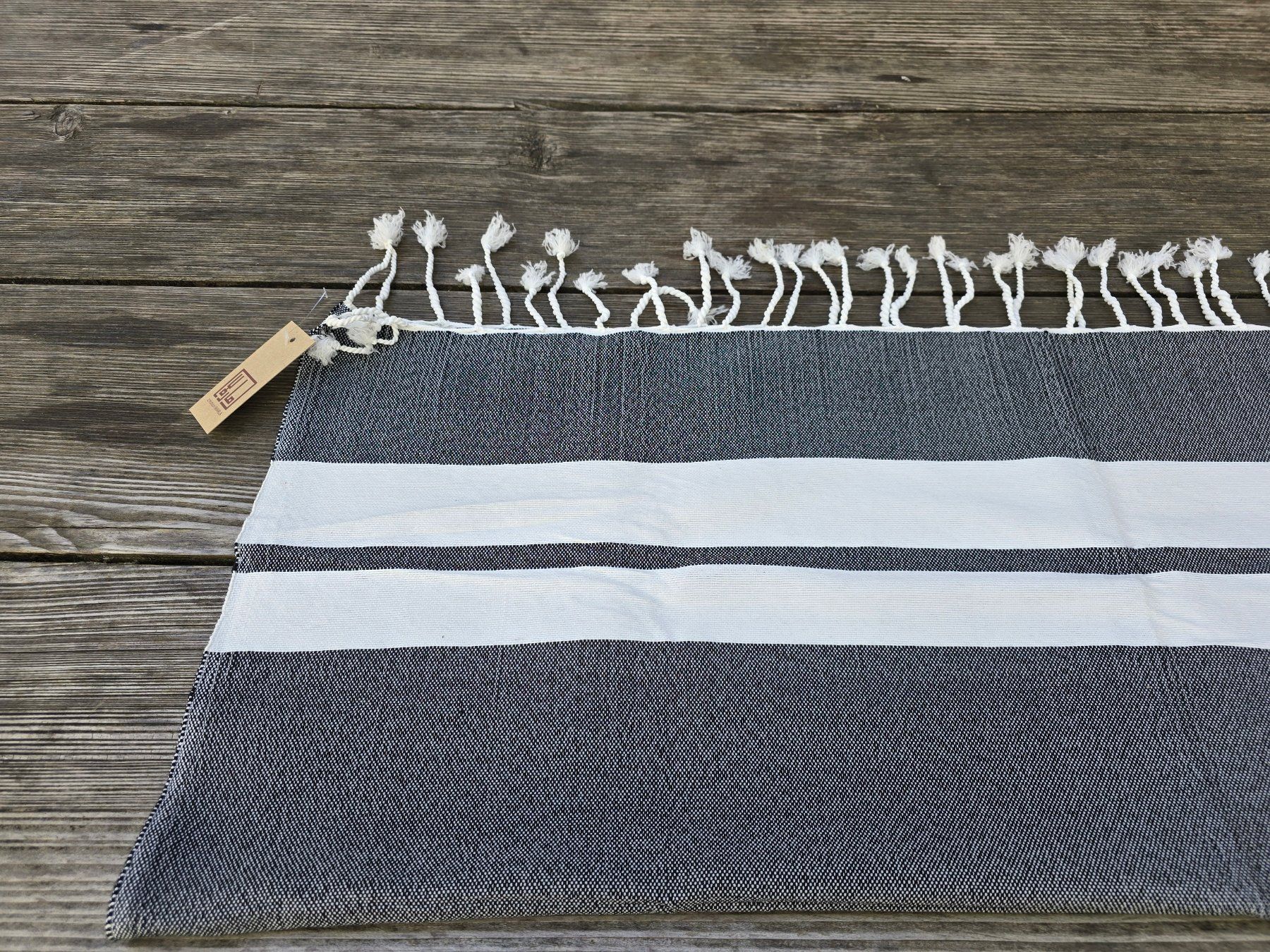 Teli da bagno: Fouta: Hammamtuch charbon/blanc cassé-ANGEBOT – Nuovo (secondo la descrizione) da Romanshorn venduto da Rachacha 1