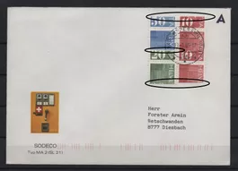 ATM Abarten Beleg mit Marken verschnitten