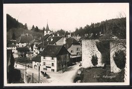 AK Valangin, Strassenpartie mit Hotel