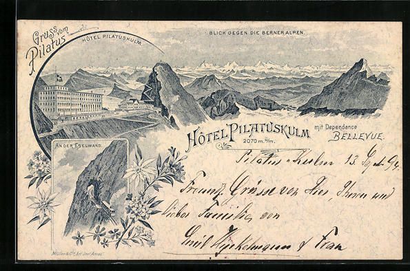 Cartoline postali: Vorläufer-Lithographie Pilatus, 1894, H – Usato da Berlin venduto da bartko-reher