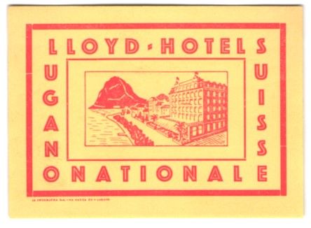 Altre raccolte & rarità: Kofferaufkleber Lugano, Das Lloyd-Hotel  – Usato da Berlin venduto da bartko-reher 1