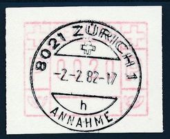 ATM 6II Gummidruck Vollstempel 2.2.82 Zürich 1