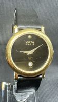 Vintage Clyda Paris Armbanduhr Quarz goldfarben schwarz 