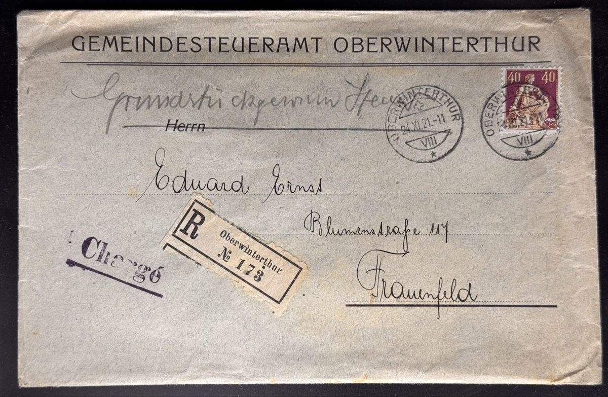 Buste & buste per spedizione: Alter Briefumschlag Oberwinterthur 1921 – Usato da Andwil SG venduto da Ariisa1234