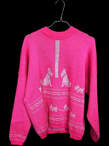 Maglioni & Felpe: Vintage Alta Maren Rosa Strickpullover mit Hundemuster - – Usato da Zug venduto da vinokilo 1