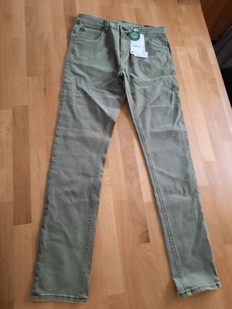 Neue Jeans-Hose slim fit, Grösse 170, Khaki-Grün/Grau
