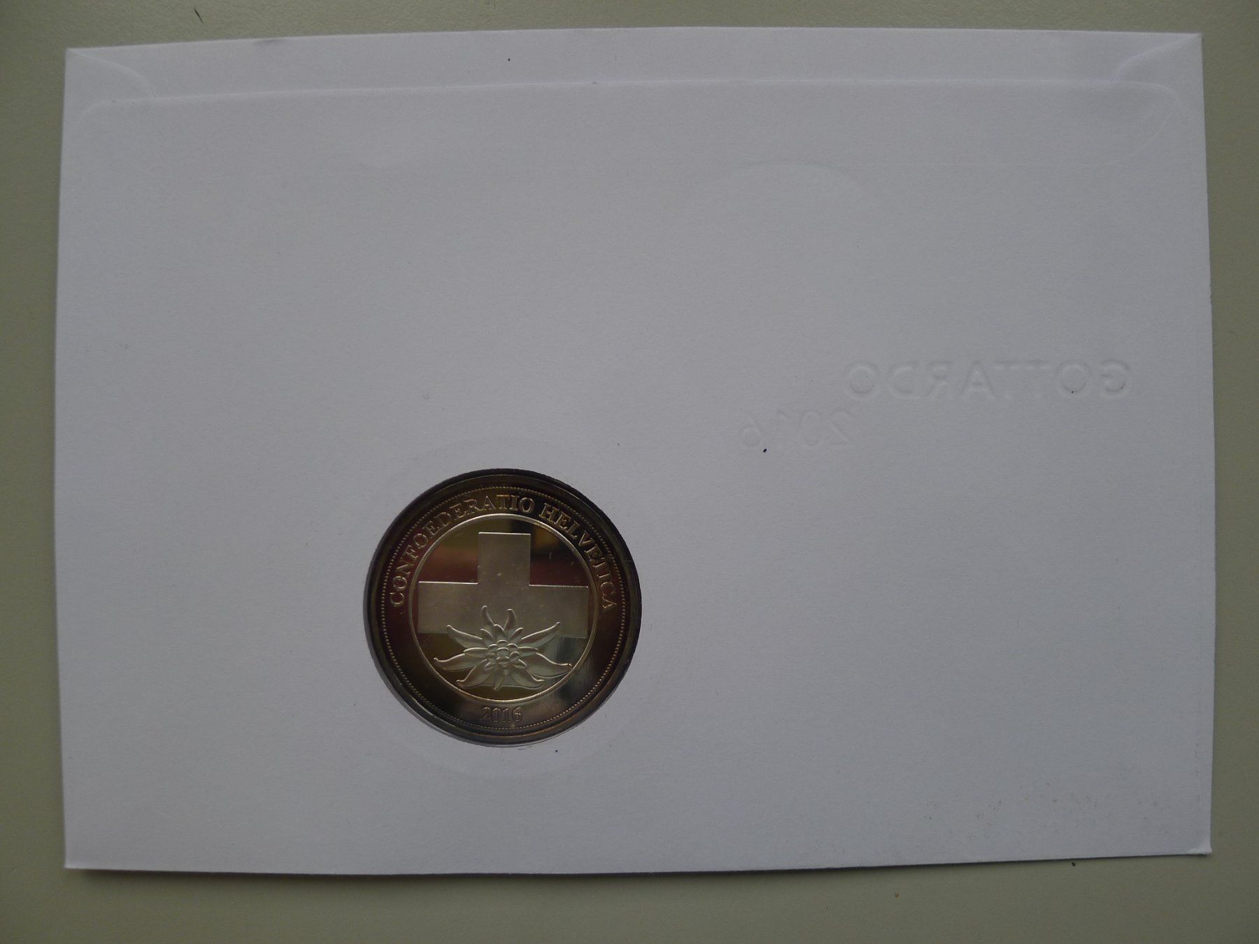 Medaillen: 2016, Numisbrief "Gottardo 2016" mit farbiger Gedenkmedaille – Gebraucht aus Sursee von Luzernerraute 3