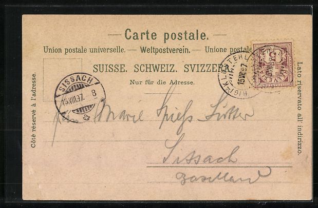 Cartoline postali: Lithographie Rigi, Alpenpanorama mit See – Usato da Berlin venduto da bartko-reher 1
