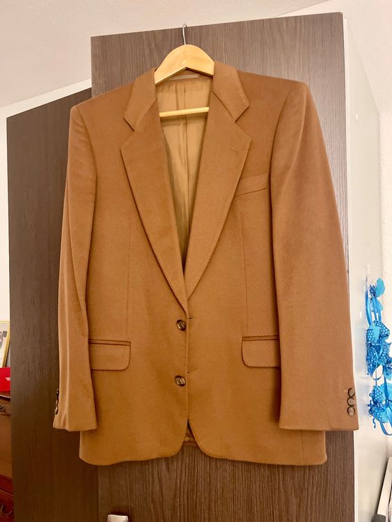Veste Blazer Vintage HUGO BOSS Années 70 - Laine Tweed à Fines Rayures Marron - Taille L (50)