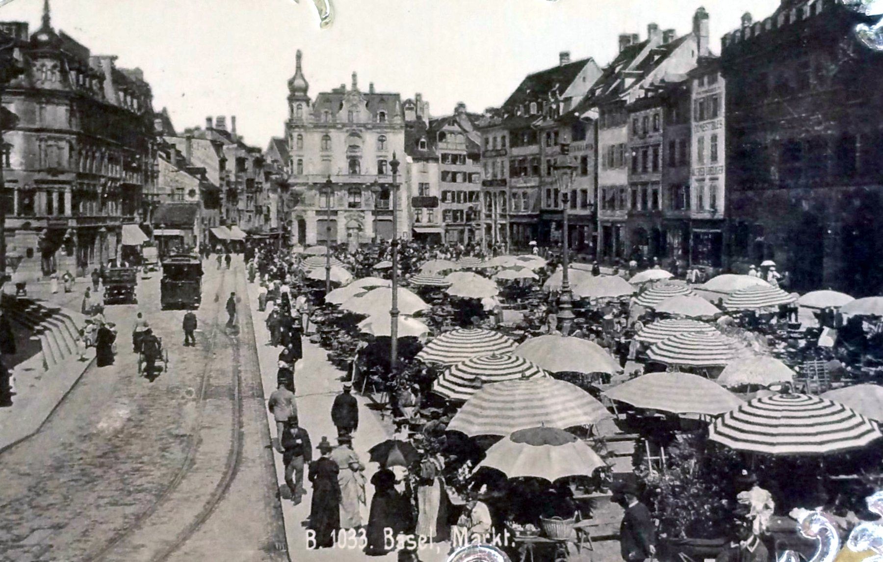 Cartoline postali: AK: Basel - Markt auf dem Basler Marktplatz, 1901 – Usato da Oberriet SG venduto da Manick 1
