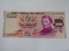 Uruguay 1000 Pesos Geldschein, Selten, UNC