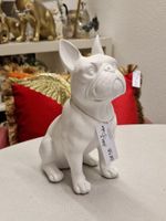 Bulldogge weiss mit Flügel Gold (gross)