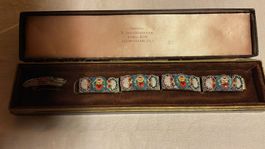 Mikromosaik ca. 1930 Armband und Brosche m. Etuis