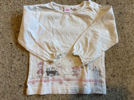 Langarmshirt Girl Smile weiss mit Motiv gebraucht Zustand