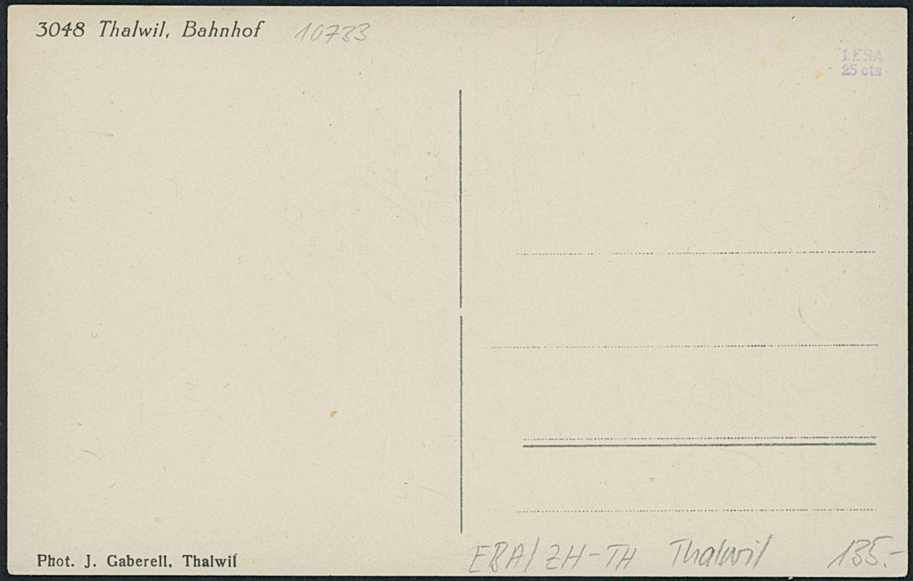 Cartoline postali: ZH Thalwil - Bahnhof - Bahn – Nuovo (secondo la descrizione) da Schindellegi venduto da stationary 1