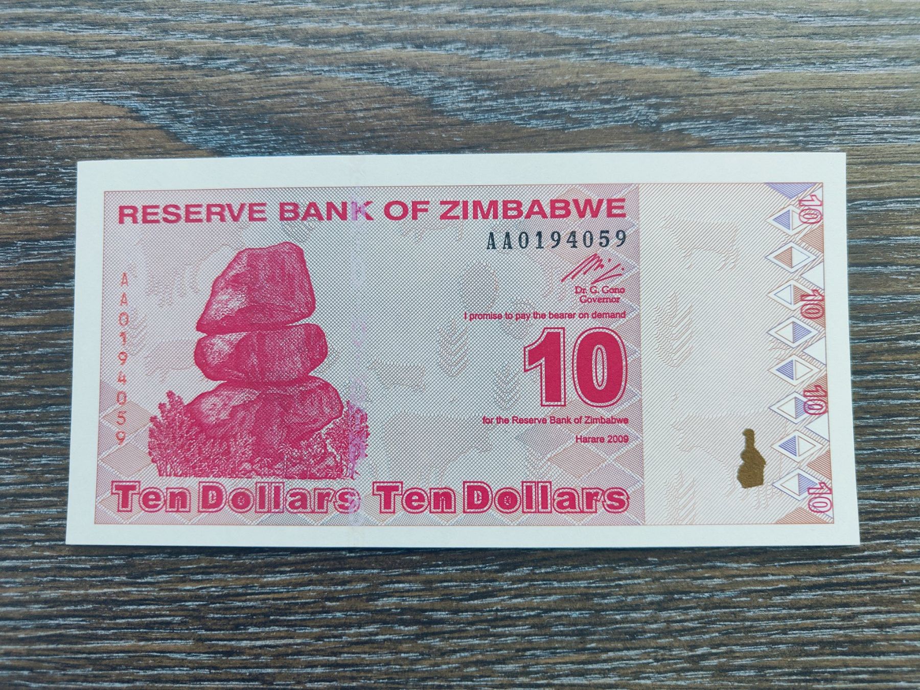 Banknoten: Zimbabwe 10 Dollars 2009, unc. !!!!!!! – Neu (gemäss Beschreibung) aus Flaach von Lonzo99