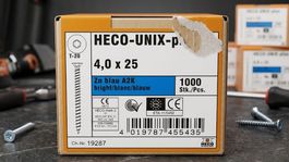 1000 Schrauben Heco-Unix-plus 4,0x25 mm