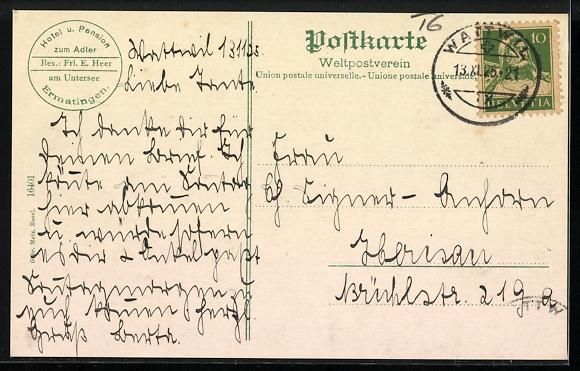 Cartoline postali: Ermatingen, Hotel Adler, Dependanche, Br – Usato da Berlin venduto da bartko-reher 1