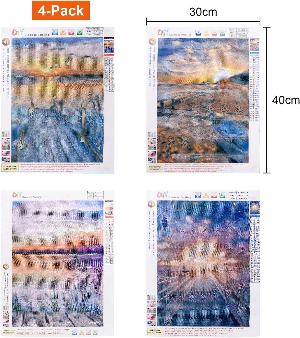 Poster & Bilder: 5D Diamant Painting 4 Stück Sonnenuntergang am Meer 30×40cm – Neu (gemäss Beschreibung) aus Thun von keller001 1