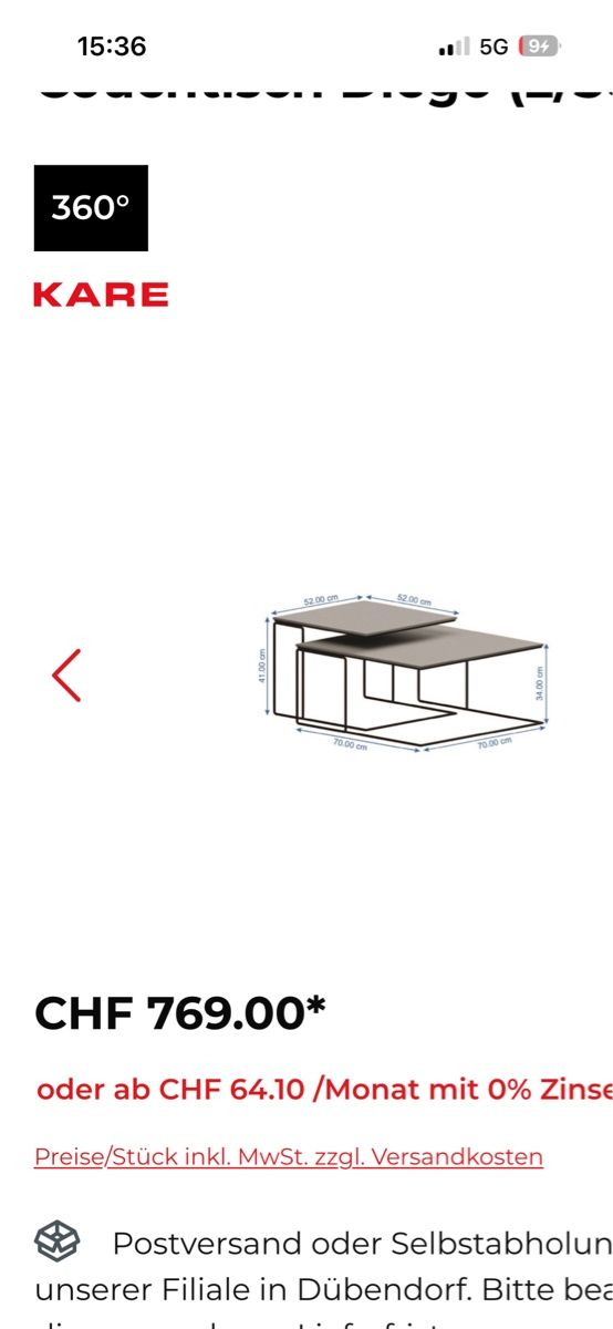 Kare Set di tavolo e panche: Kare Couchtsich im 2er Set – Usato da Amriswil venduto da mer_7lhw 2
