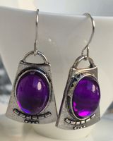 Orecchini donna argento con pietra viola forma trapezio