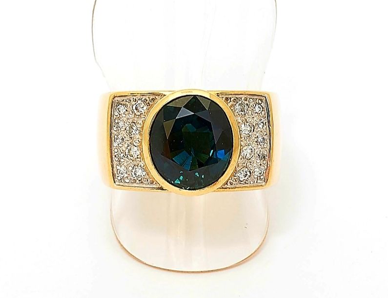 Saphir - Dimant - Ring, Gelb u. Weissgold 18 Karat | Kaufen auf Ricardo