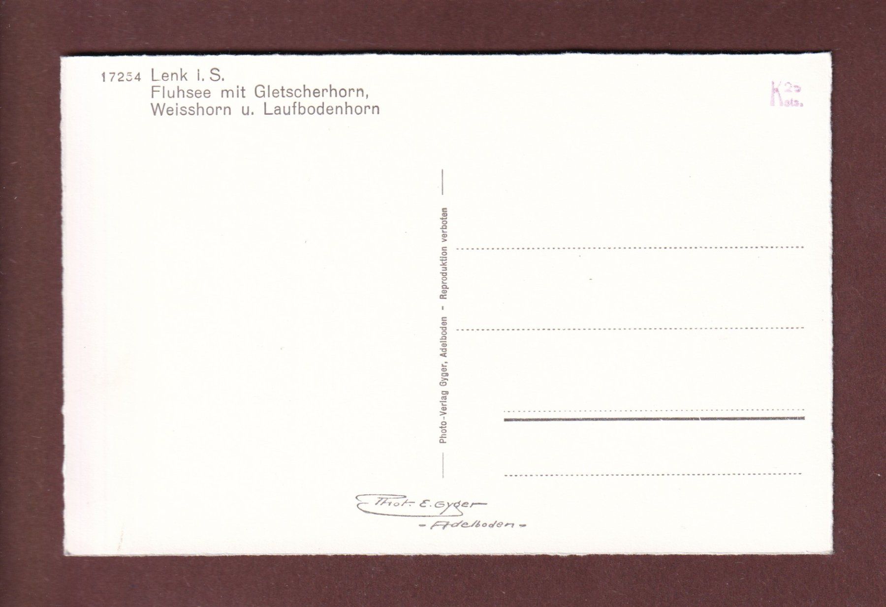 Ansichtskarten: LENK - Fluhsee – Gebraucht aus Pully von nicecards-shop 1