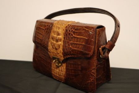 Antike Handtasche Krokodilleder Vintage Kroko ca. 26 cm