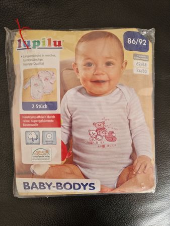 Lupilu bodies manches longues taille 86/92, lot de 2. neuf
