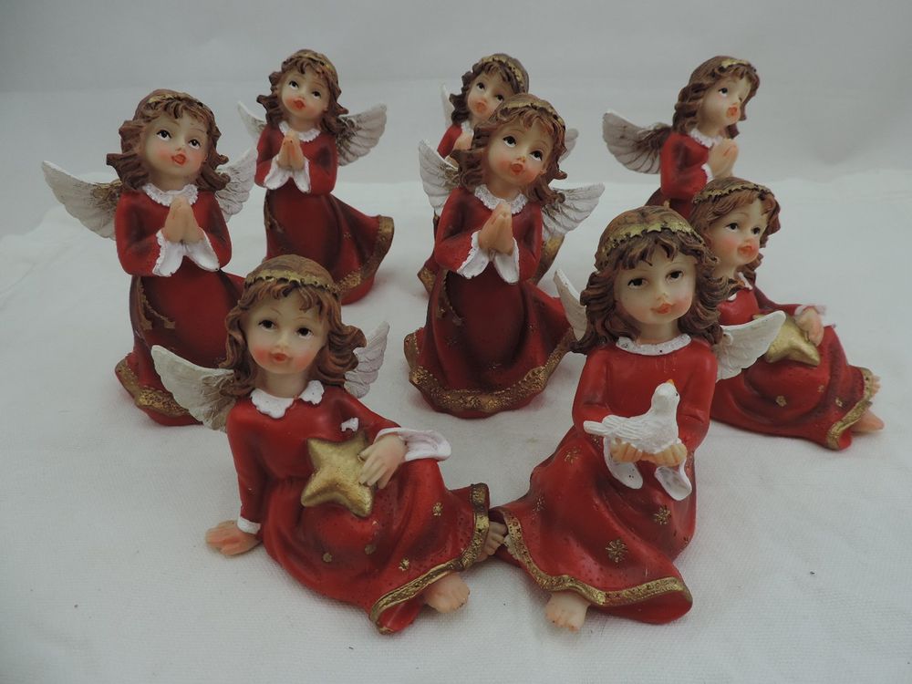 Weihnachtsengel Figuren 2er Set - Goldene Harz Engel Für Tischdeko