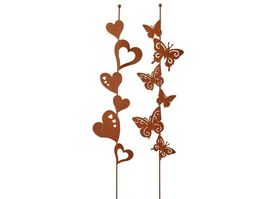 Gartenstecker Schmetterling & Herz Rostoptik Höhe 115 x 28cm