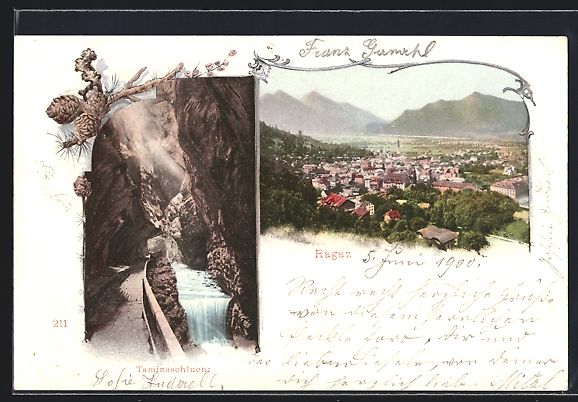 Cartoline postali: Ragaz, Totalansicht und Taminaschlucht – Usato da Berlin venduto da bartko-reher